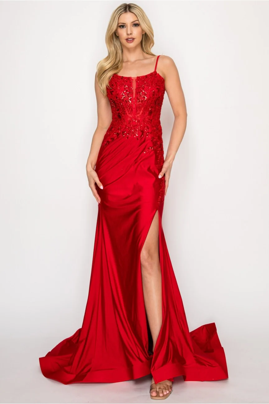 High Couture HC1007 Fitted Prom Long Formal Beaded Evening Gown - Primitiveus