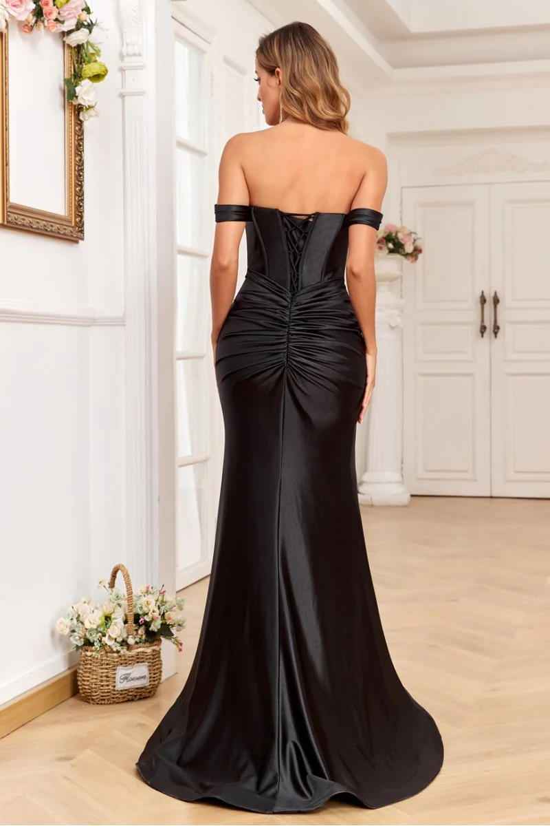 High Couture HC1019 Fitted Formal Long Pleated Prom Dress - Primitiveus