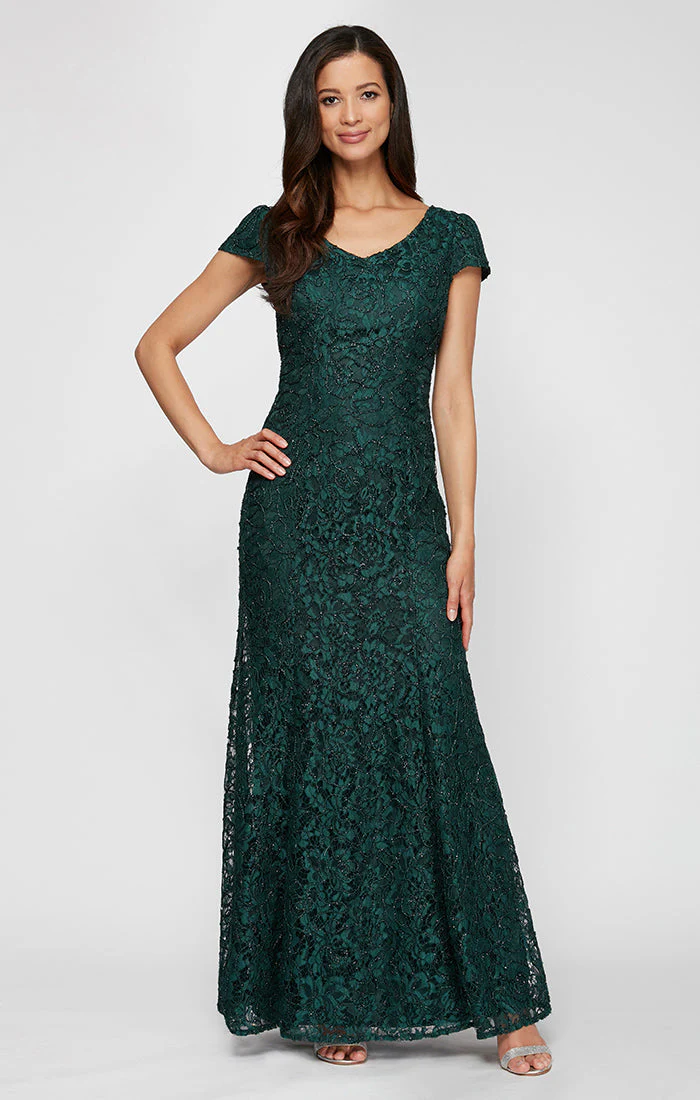 Alex Evenings 821223231 Formal Long Lace Petite Mother of the Bride Dress - Primitiveus