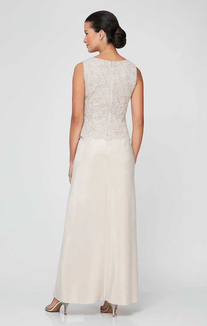 Alex Evenings 82122326 Long Petite Glitter Lace Mother of the Bride Jacket Dress - Primitiveus