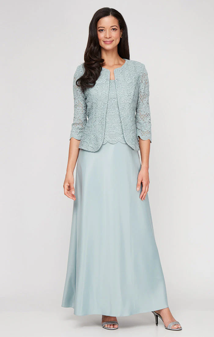 Alex Evenings 82122326 Long Petite Glitter Lace Mother of the Bride Jacket Dress - Primitiveus