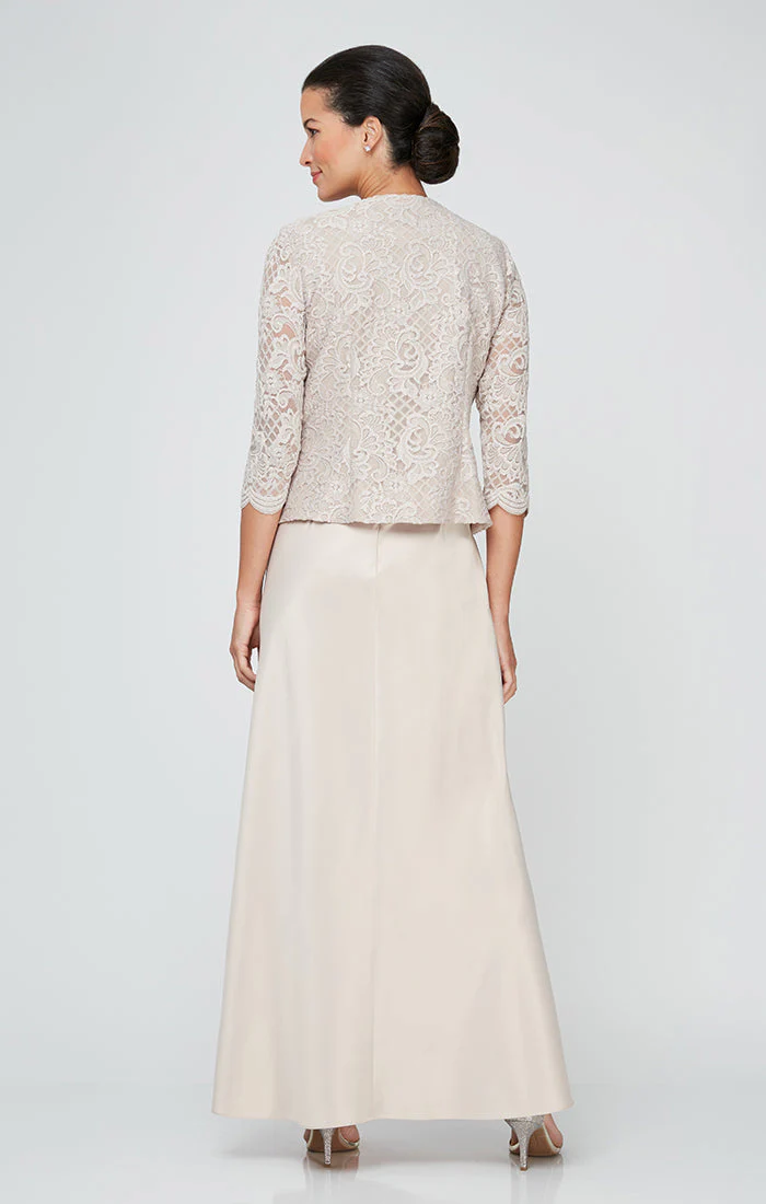 Alex Evenings 82122326 Long Petite Glitter Lace Mother of the Bride Jacket Dress - Primitiveus