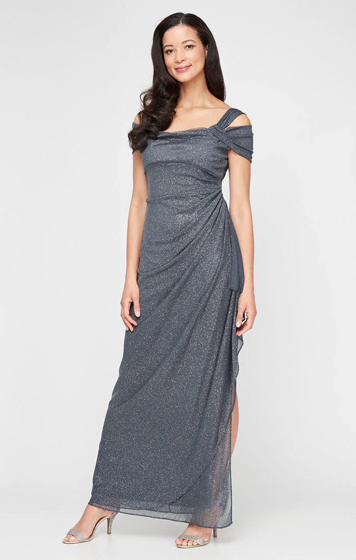 Alex Evenings 233026 Petite Long Glitter Formal Evening Dress - Primitiveus