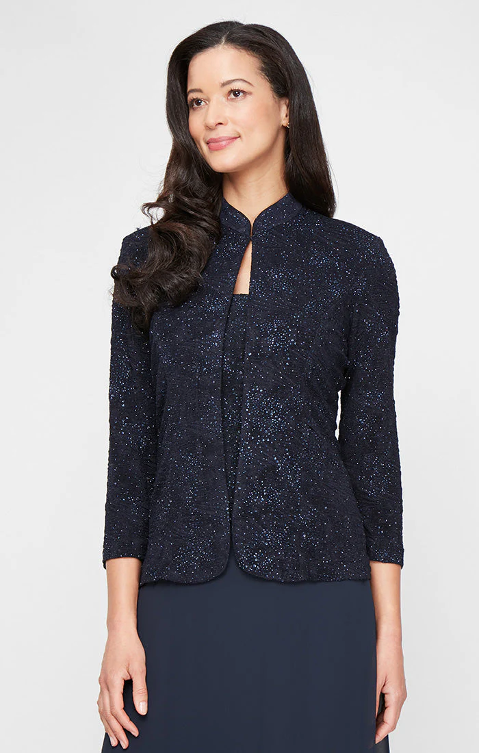 Alex Evenings 225053 Long Mother of the Bride Glitter Formal Petite Jacket Dress - Primitiveus