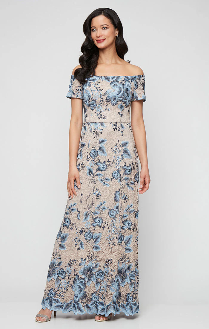 Alex Evenings 81122724 Long Formal Floral Lace Evening Dress - Primitiveus