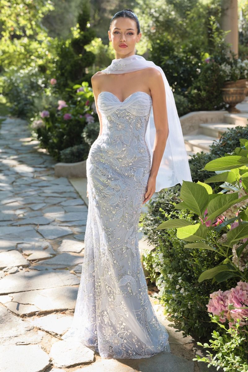 Andrea & Leo A1484 Long Mermaid Formal Beaded Floral Prom Gown - Primitiveus