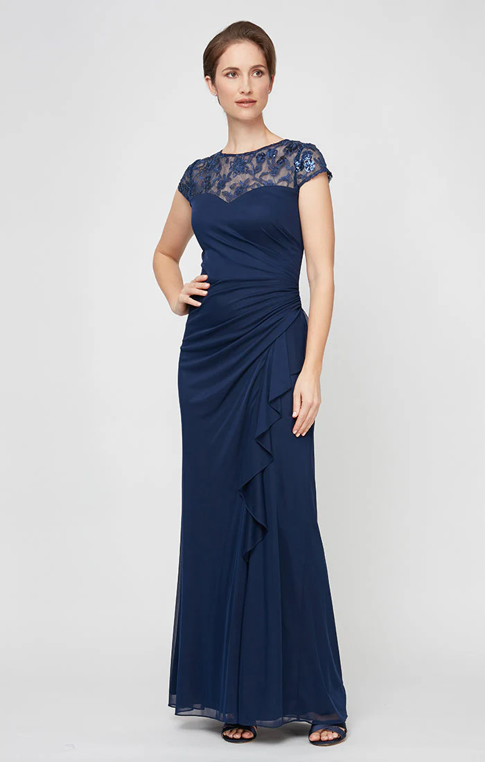 Alex Evenings 81171507 Long Lace Formal Mother of the Bride Sequin Dress - Primitiveus