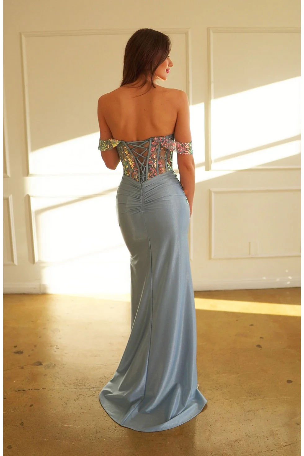 High Couture HC1020 Long Fitted Formal Lace Applique Prom Dress - Primitiveus